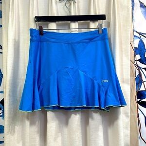 Women’s Sofibella Blue with Green Trim Polyester & Spandex Pleated Tennis Skort